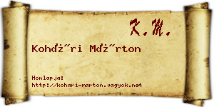 Kohári Márton névjegykártya