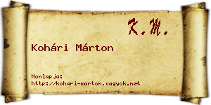 Kohári Márton névjegykártya