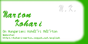 marton kohari business card